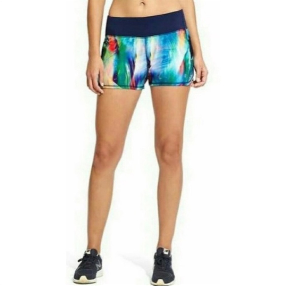 Athleta Tropea Ready Set Shorts Colorful Tie Dye Panty Secure Zip Pocket XXS